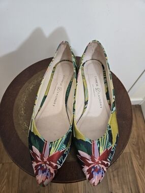 Chinese Laundry Floral Jacquard Pointed D'Orsay Flats Size 8.5 or 39